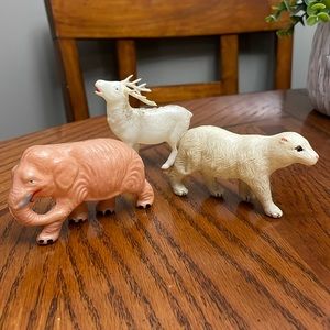 Vintage 1930s Blow Mold Animal Figure Antique Celluloid Polar Bear Elephant Deer